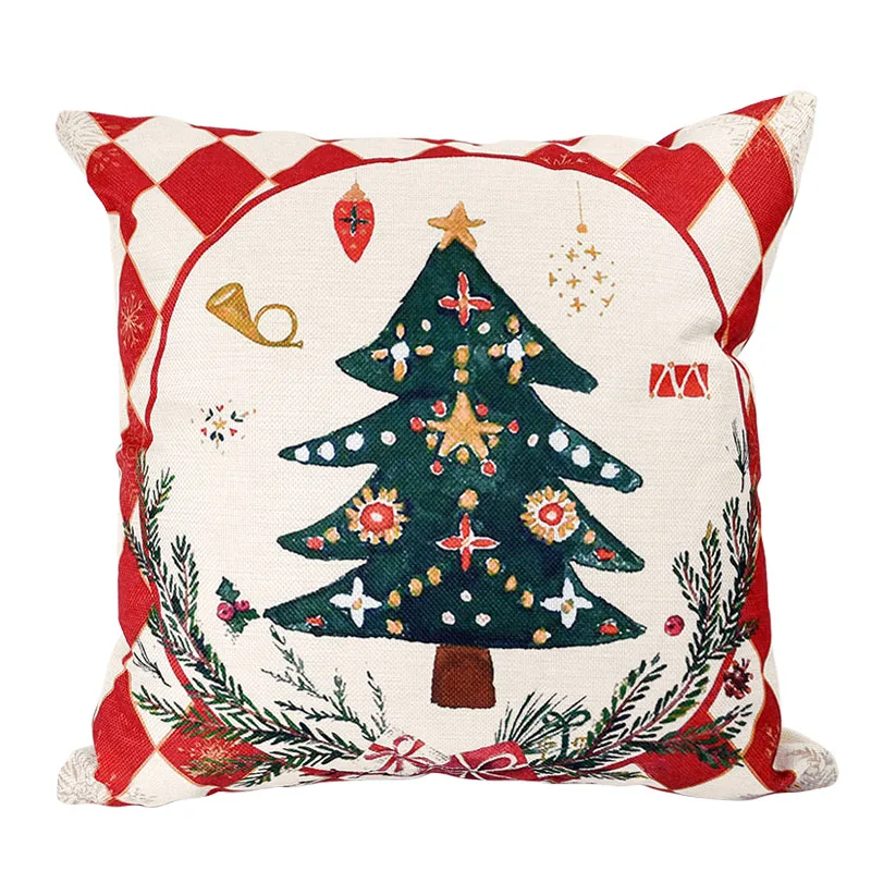 Наволочка из полиэстера велюра 45*45 см с рождественским рисунком
