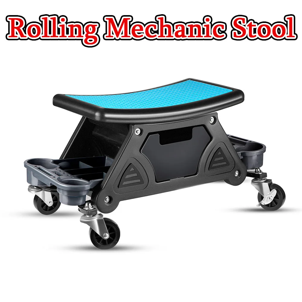 Rolling Mechanic Stool Seat Car Detailing Stool Chair with Storage Tray for Mechanics and Detailers Workshop Car Washing