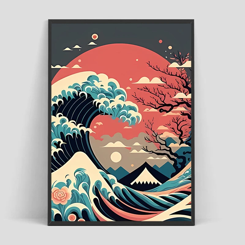

Japanese Waves Posters for Wall Art Canvas Painting Luxury Home Decor Poster Anime Paintings for Bed Room Decoration Decorations