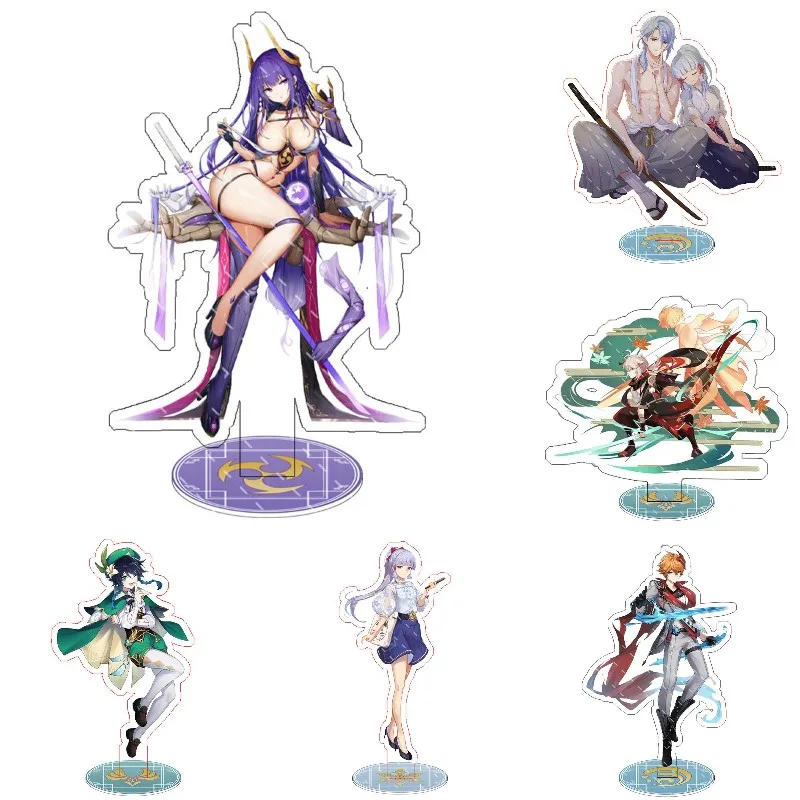 

Anime Genshin Impact Venti Cosplay Acrylic Game Figure Raiden Shogun Kamisato Ayato Model Stand Plate Desk Decoration Fans Gift