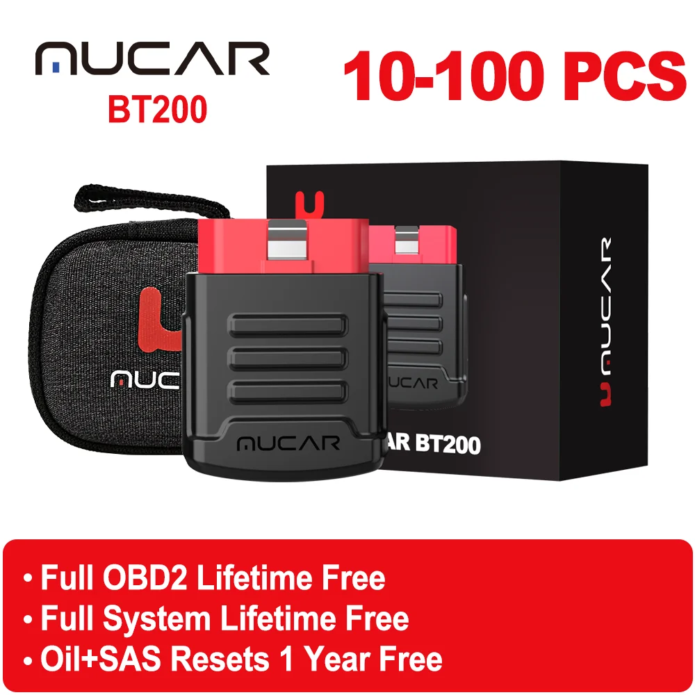 Автомобильный диагностический сканер MUCAR BT200/BT200 PRO, Bluetooth-считыватель кодов, 10/20/30/50/100 шт.