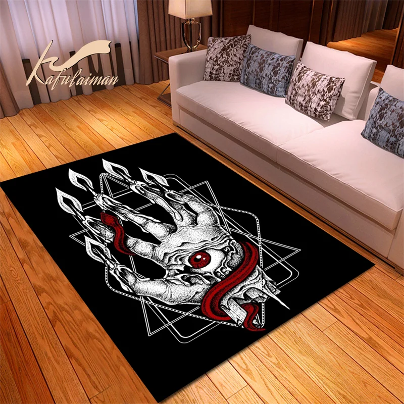 

Black Skull Satan Witch Demon Eyes Area Hell Rugs for Living Room Clearance Large Carpet for Kids Playroom Washable bath rug