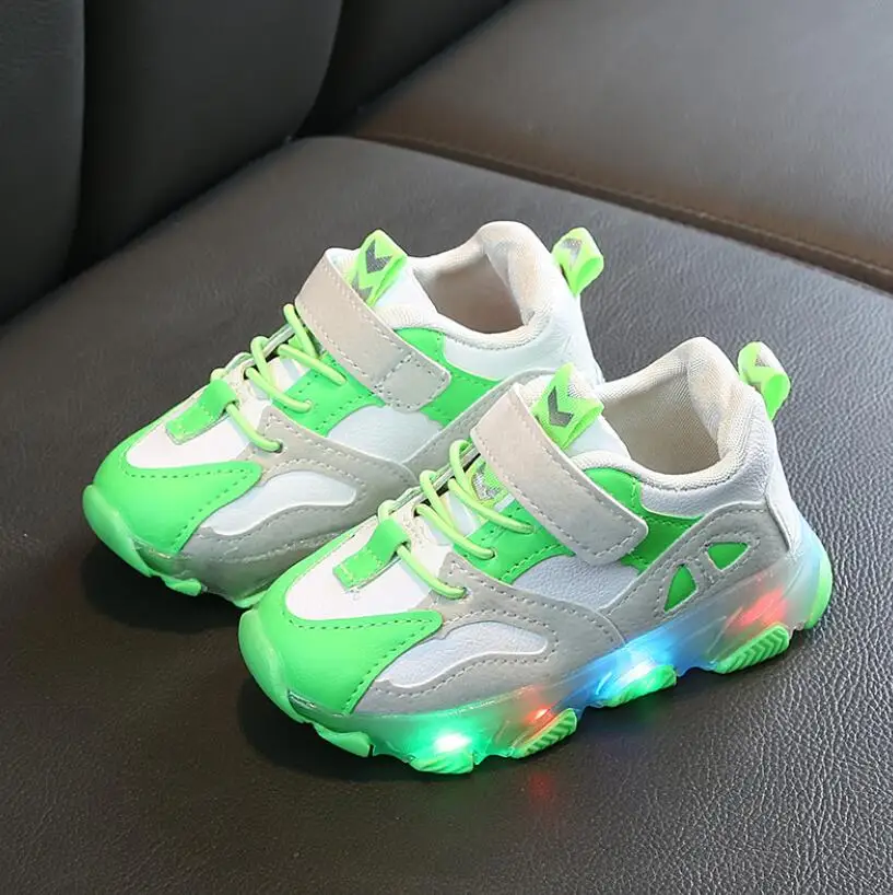 

Child Sport Shoes Spring Luminous Fashion Breathable Kids Boys Net Shoes Girls Anti-Slippery Sneakers With Light Running Shoes