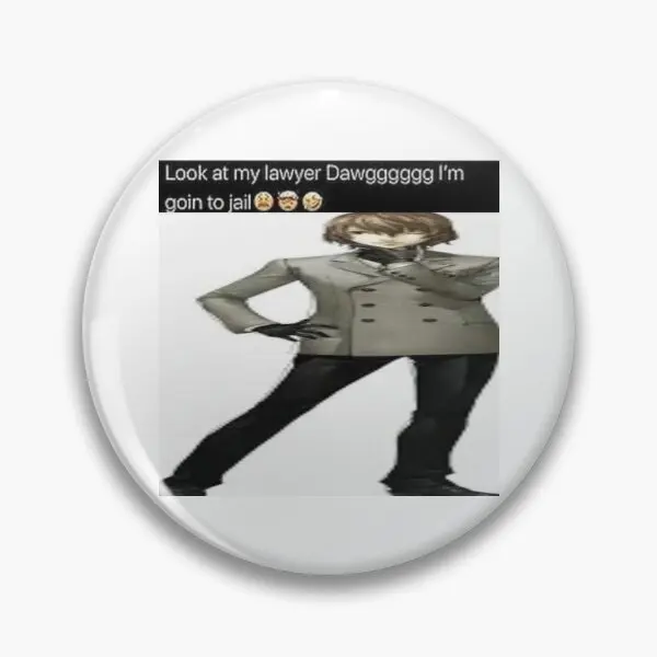 Look At My Lawyer Goro Akechi Мягкая булавка на пуговицах Ювелирный декор Металлический