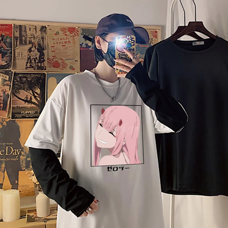 Футболка в стиле Харадзюку с изображением аниме Дарлинг во Фране две поддельные