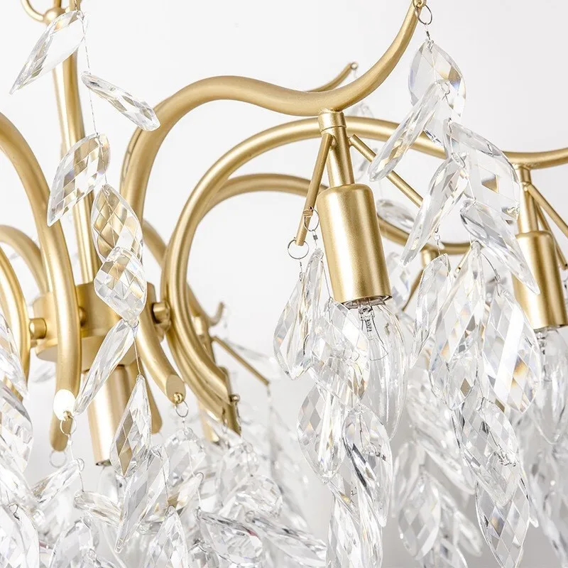 

Nordic Gold Crystal Chandelier for Lamp Indoor Lighting Lamparas Dining Room Light Fixture Living Room Luxury Hanging