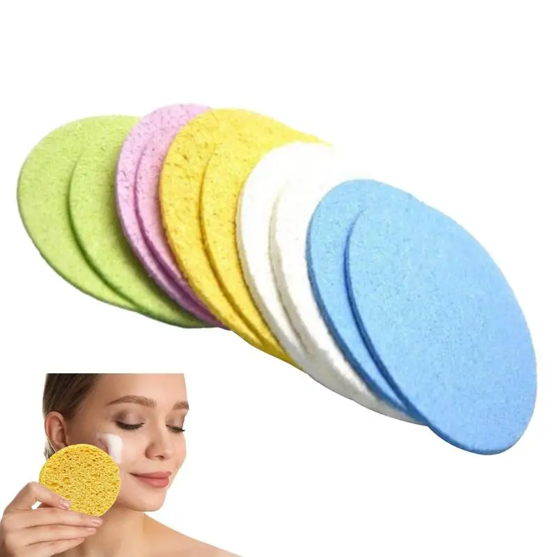 

Face Wash Sponges | Wood Pulp Cotton Facial Sponges for Washing Face | 10 Count Face Scrubber Natural Cosmetic Spa Sponges