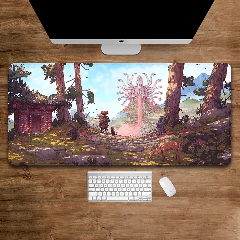 

Sacred Spring Mousepad Xxl Aesthetic Computer Desk Mat Thousand-hand Avalokitesvara Mouse Pad Gaming Keyboard Pad Office Deskpad