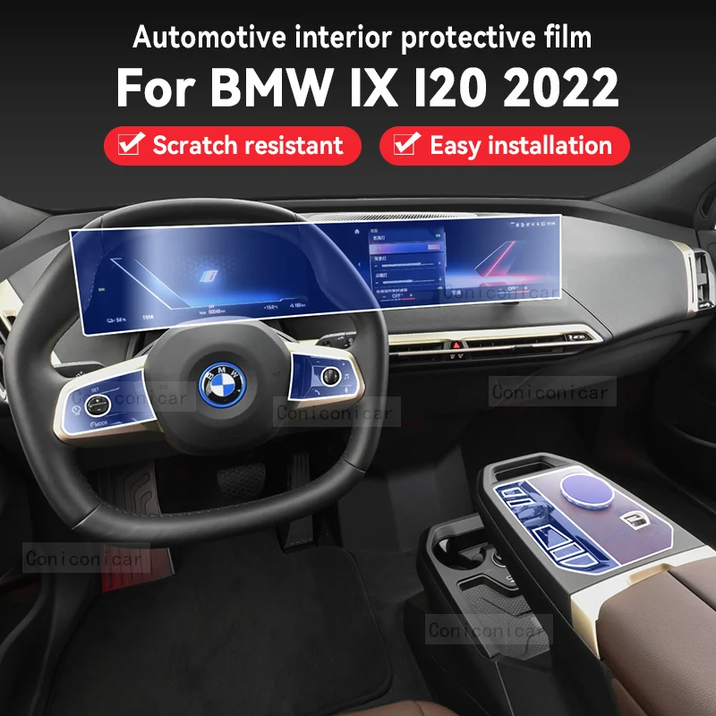 

For BMW iX I20 2022 Car Interior TPU Gearbox Panel Sticker Anti-Scratch Protective Cover Film Decoration Repair Accessories
