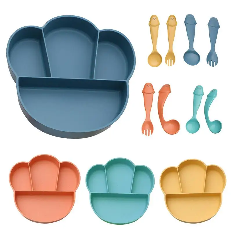 

Kids Dinner Plate Set Dinnerware Cutlery Set Lightweight Compartment Plates Baby Bowls Plates Spoons Forks Food Tableware Set