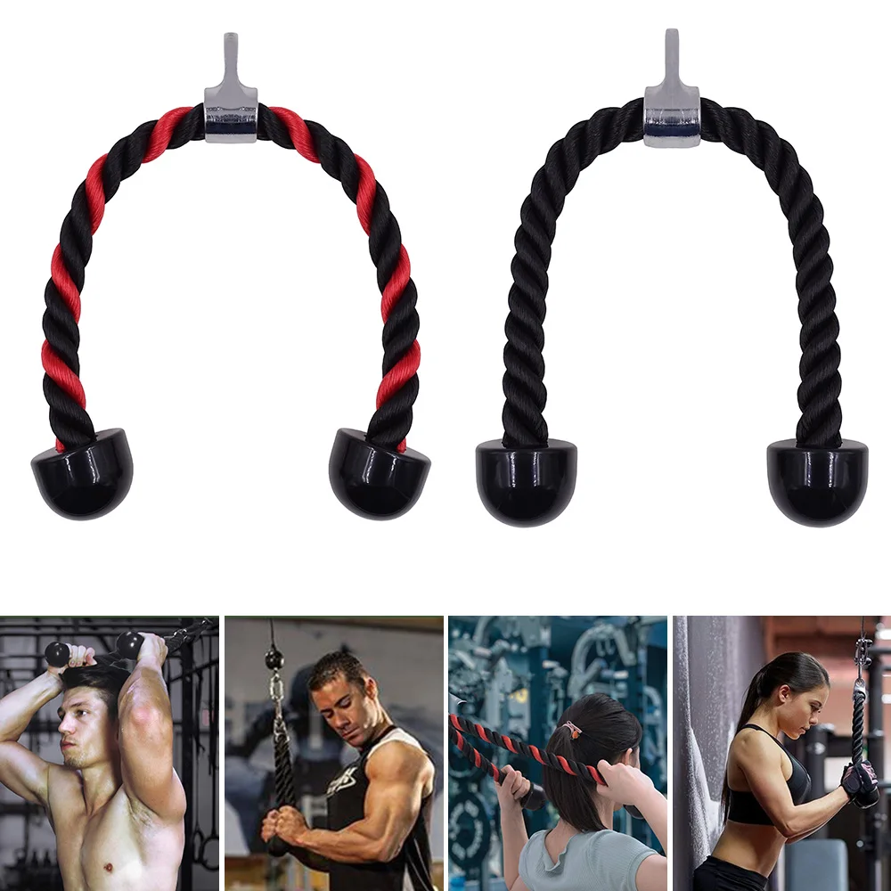 

Tricep Fitness Equipment Bodybuilding Gym Workout Rope Training Exercise Pull Tricep Cord Down Rope Back Strength Cable Pulldown