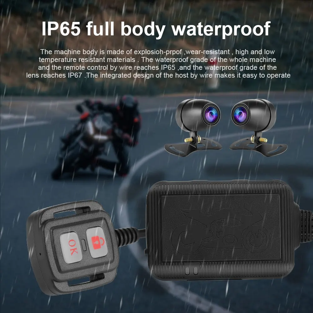 Motorcycle Dashcam DVR 1080P 120 Degree Dual Wide Angle Waterproof Camera Video Recorder with 24H Parking Monitor G-Sensor enlarge