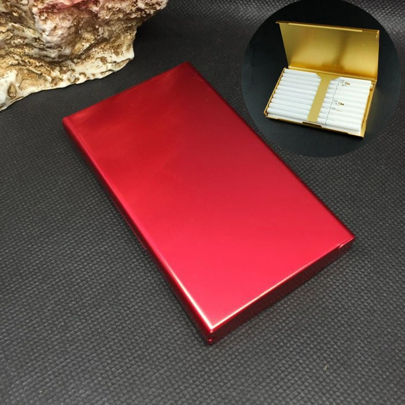 

Durable Aluminum Alloy Slide Cigarette Case For Lady's Slim Cigarettes Metal Box Cigarette Holder Smoking Gadgets Free Shipping