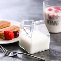 1pcs japanese style glass milk cup square milk box microwave oven can heat creative home kitchen tableware breakfast cup