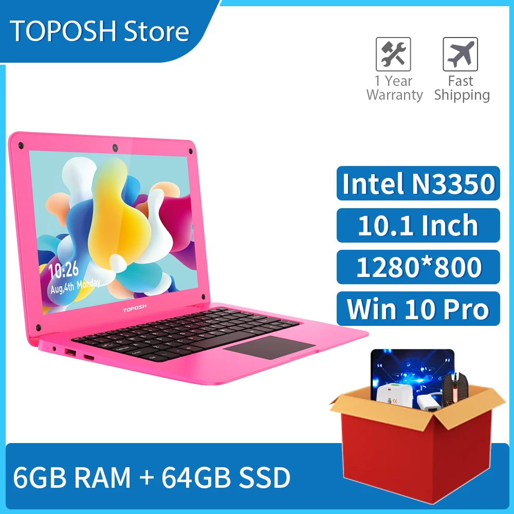 

Ноутбук Intel N3350, 10,1 дюйма, Windows 10 Pro, 6 + 64 ГБ