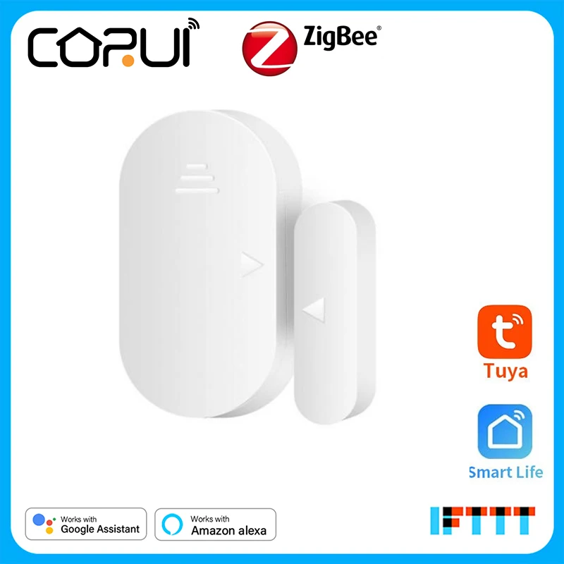 

CoRui дверной датчик Tuya Zigbee 3,0, датчик окна, открытые детекторы, вход, умная система охранной сигнализации, работает с Alexa Google Home