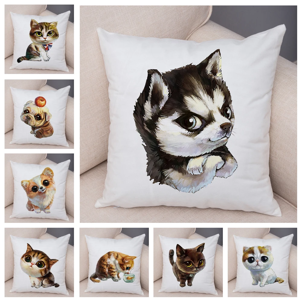 

Милый мультяшный чехол для подушки с собакой для дивана домашняя детская комната мягкая плюшевая подушка чехол Декор животное кошка подушк...
