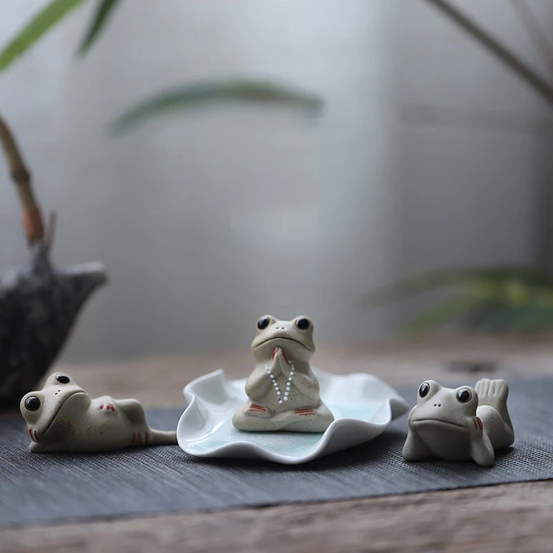 

Creative Pottery Frog Small Tea Pet Zen Tea Pet Decoration Tea Table Gadgets Buddhist Ceramic Small Frog