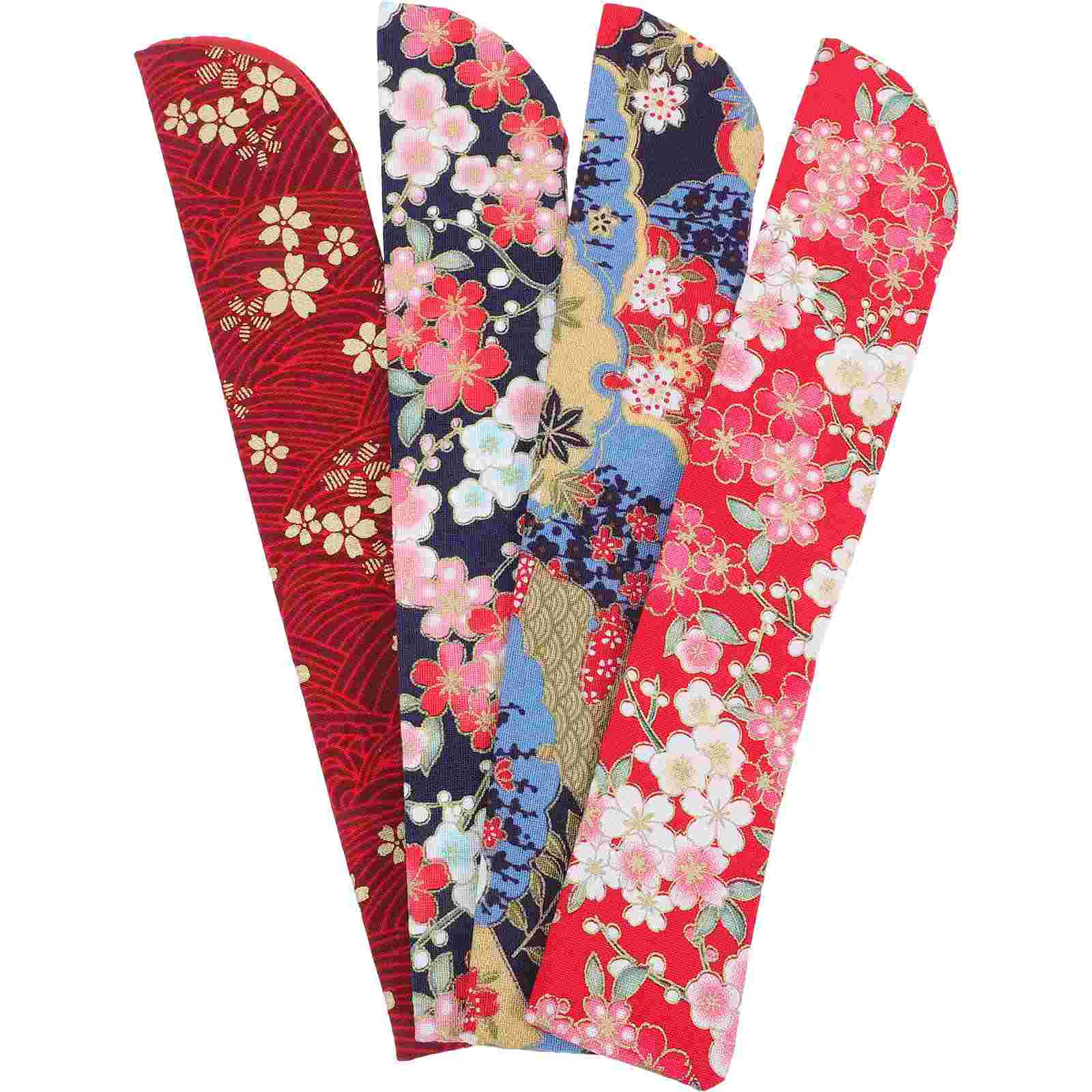 

4 Pcs Retro Decor Chopsticks Box Handheld Fan Bag Gift Folding Brocade Cover Cases Bride