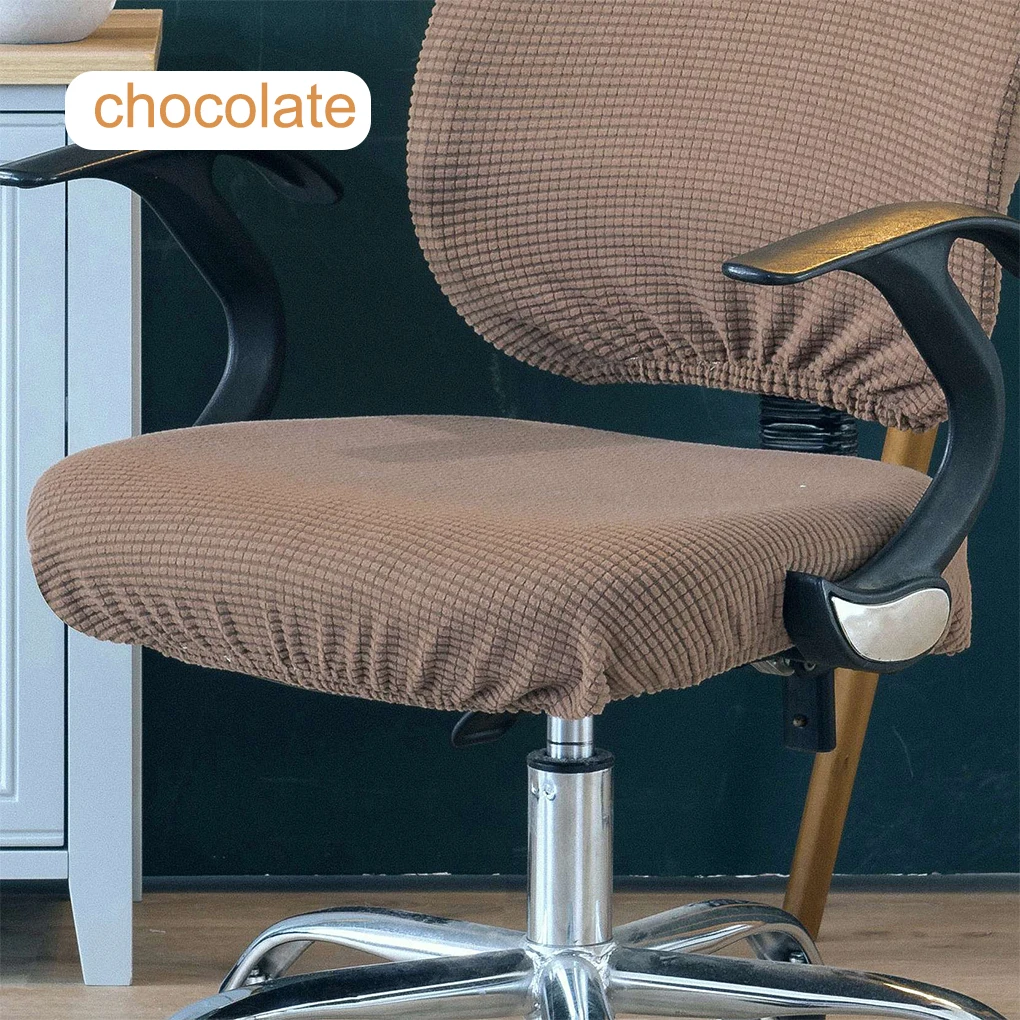 

2 Pieces Protective Office Chair Cover Cushion Protector Home Decor Rotating Stretch Slipcover for Solid Armchair