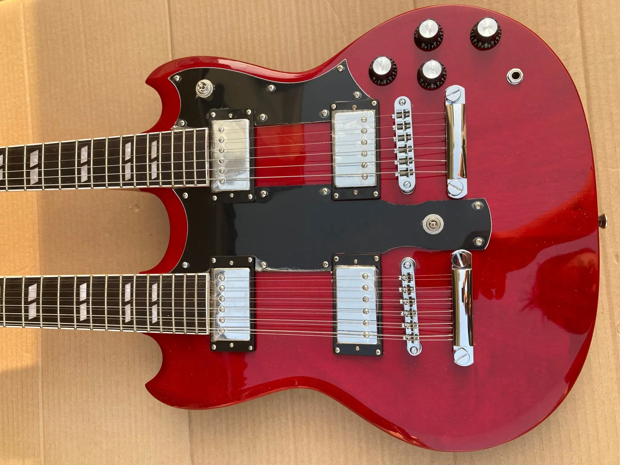 

Горячая Распродажа 6 струн и 12 струн с двойной шеей sg400 custom SG 1275 электрическая гитара красного цвета, аналог реальных фотографий 2024
