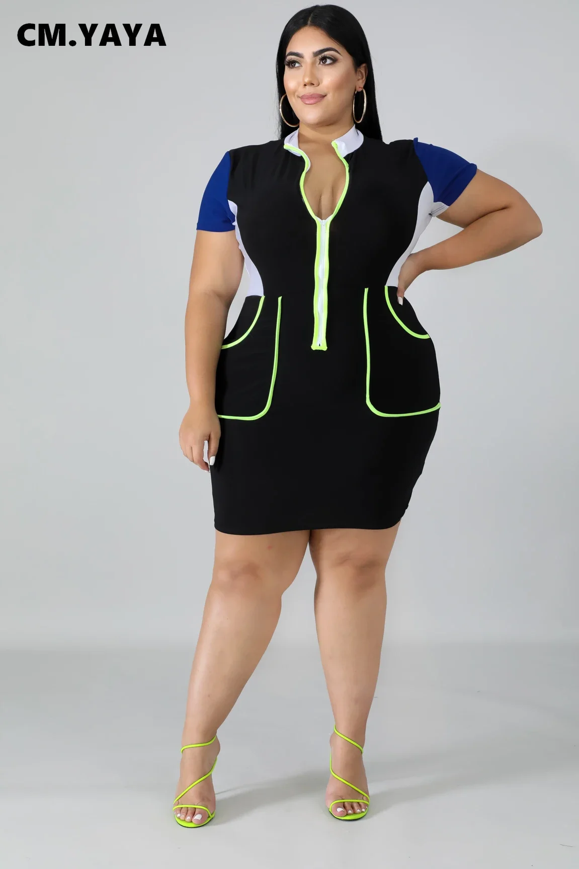 Женское мини-платье с V-образным вырезом коротким рукавом | Женская одежда