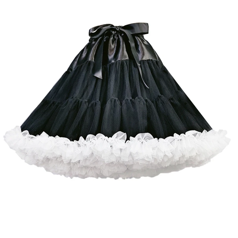 

Women's Lolita Skirts Crinoline Black Petticoat Vintage Party Underskirt Elastic Waist Swing Gothic Skirt for Prom
