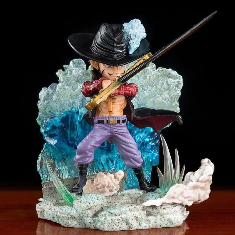 

One Piece Anime GK Dracule Mihawk Action Figures Cute Version Collection Model Toy The Strongest Swordsman Statue Figure Doll