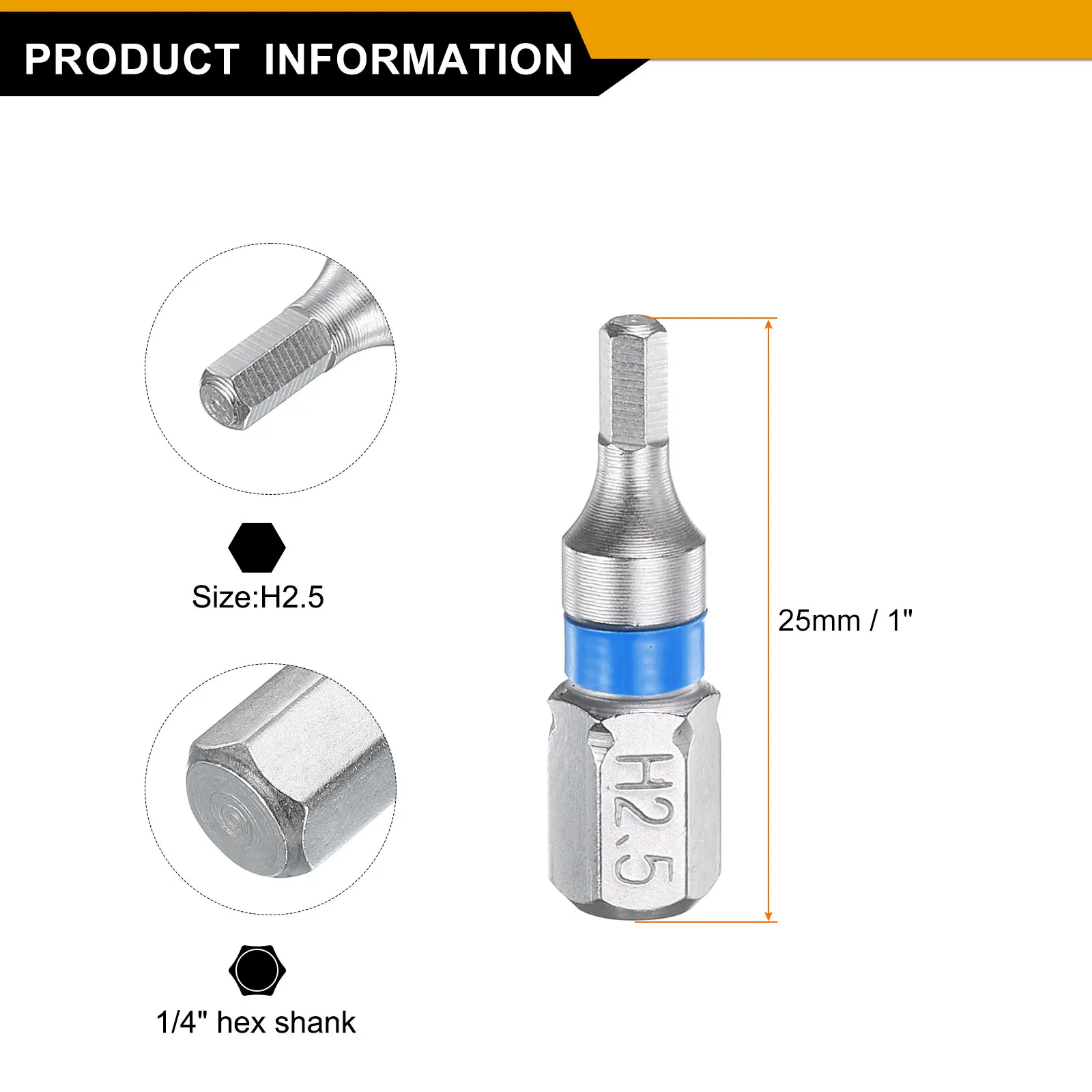 2/5/10pcs Hex Screwdriver Bit H2 H2.5 H3 H4 H5 H6 1/4