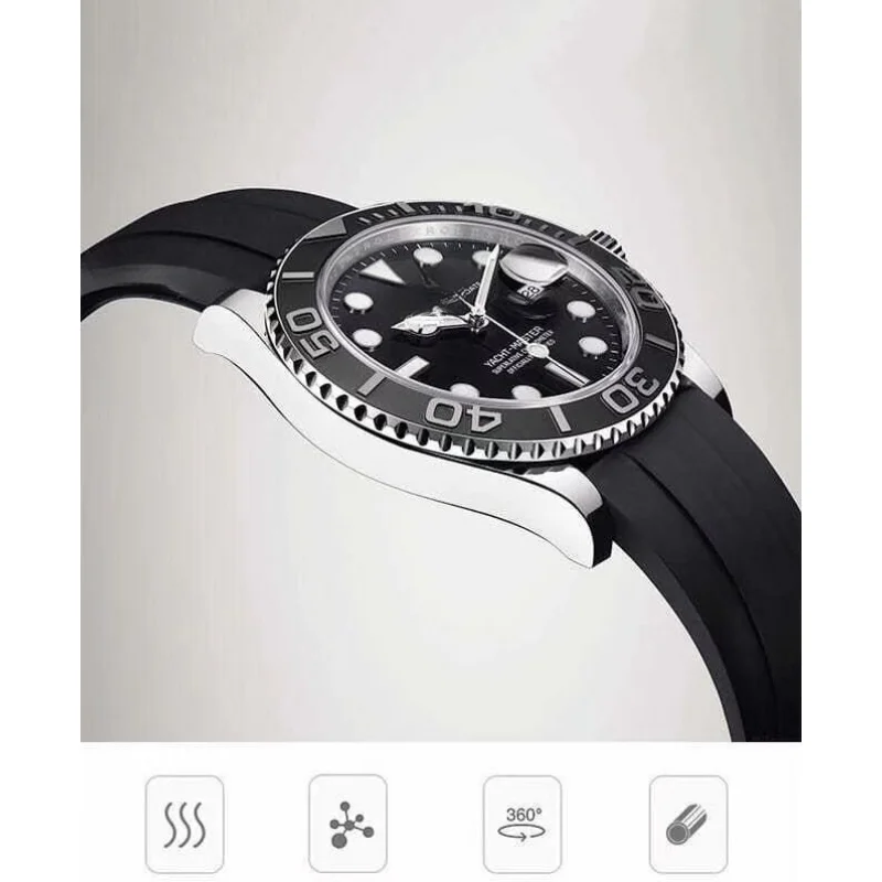 Фото Для Rolex 20 мм резиновый ремешок для часов Submariner for Water Ghost водонепроницаемый силиконовый ремешок на запястье металлическая складная пряжка спортивный браслет №4