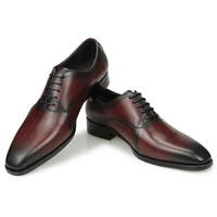 formal dress shoes 2022 oxford men genuine leather vintage red black lace up business sapato social masculino customized service