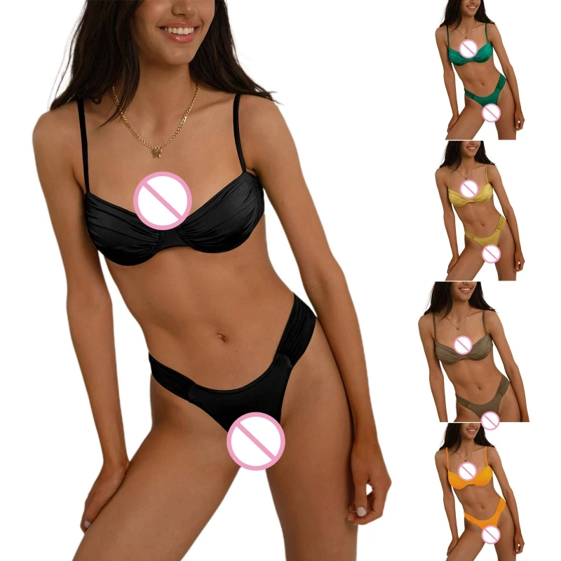 

A5KC 2 шт. женское бикини на тонких бретельках, модный купальный костюм, сексуальный костюм для вечеринки