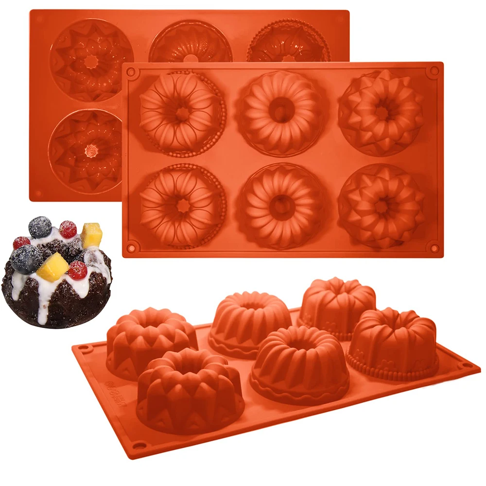 6-полостная рифленая форма для торта антипригарная силиконовая выпечки кексов