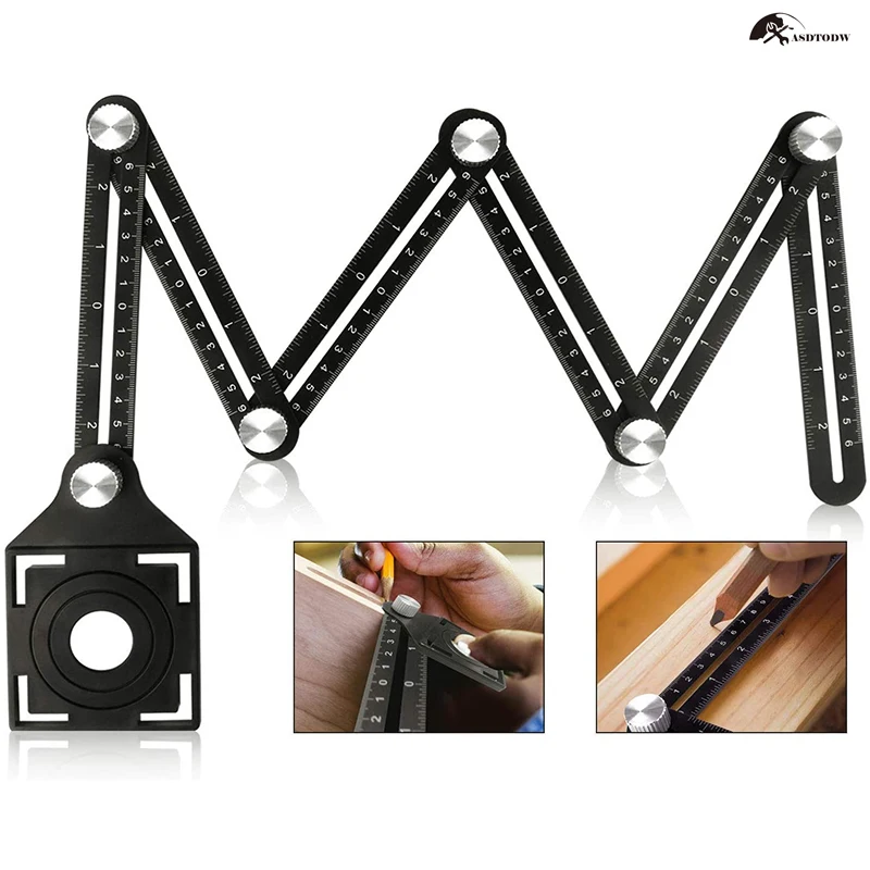 

Многоугловая измерительная линейка, алюминиевая складная позиционирующая линейка, профессиональный инструмент «сделай сам» для деревянн...
