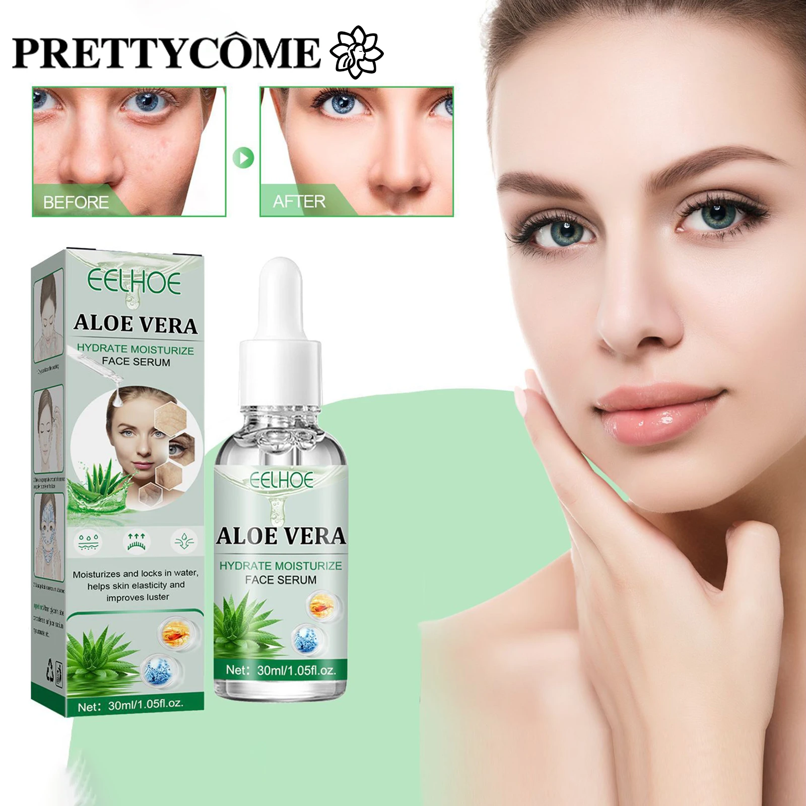 

Hydrated Essence Hyaluronic Acid Vitamin C Aloe Facial Moisturizing Dry Skin Fade Wrinkles Rejuvenation 1.01 Fluid Ounces.