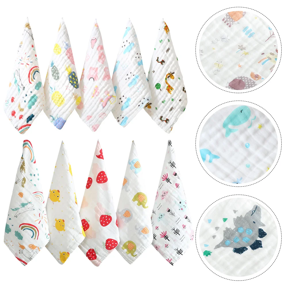 

10pcs Cotton Drool Bibs Absorbent Drool Bibs Face Towel Washcloth Towel