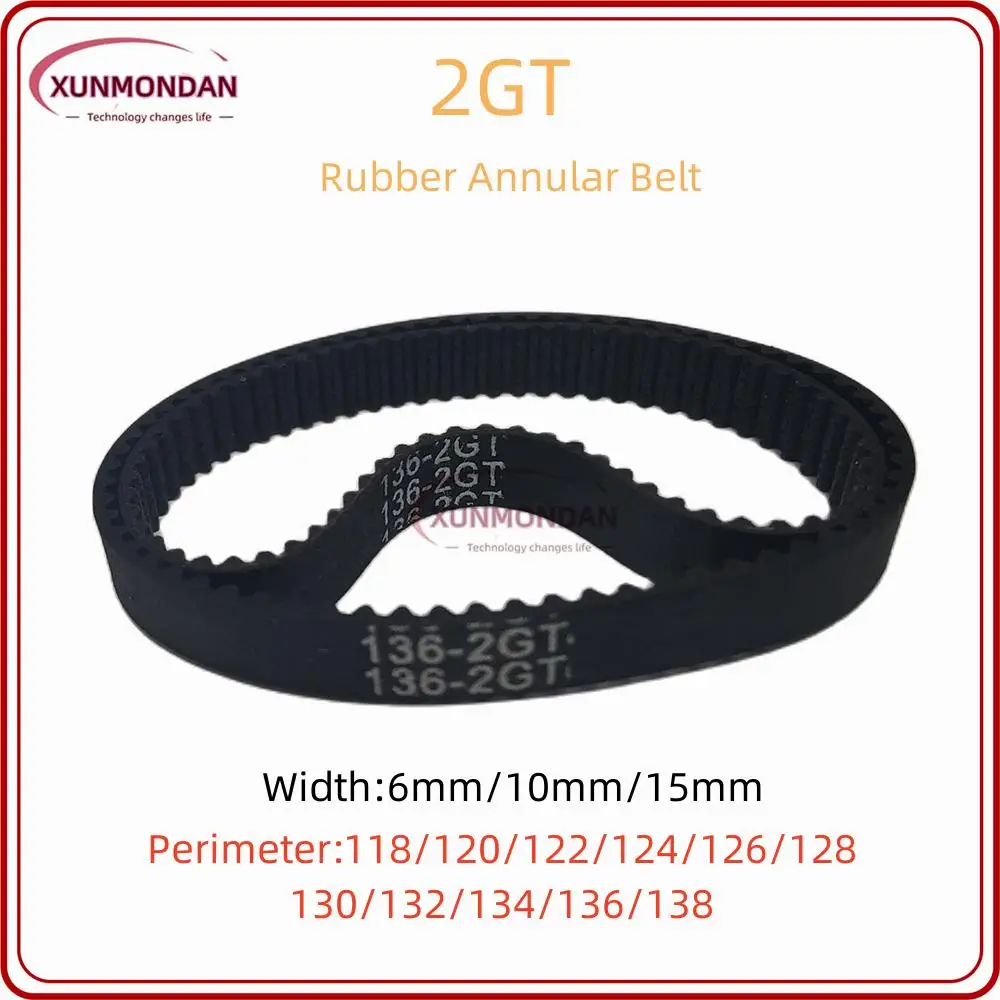 

Xunmondan 2GT/GT2 Timing Belt 118 120 122 124 126 128 130 132 134 136 138 Belt Width 6mm/10mm/15mm