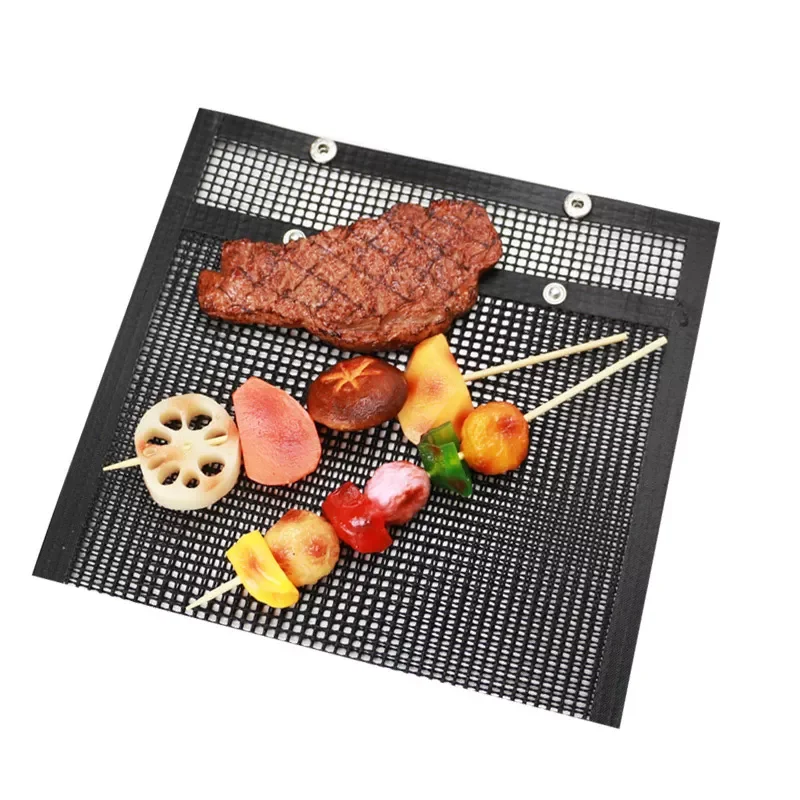 

Grill Mesh Bag Non-stick Grid Mat BBQ Grill Bag Vegetable Grill High Temperature Resistant Reusable Grill Mat+Silicone Brush