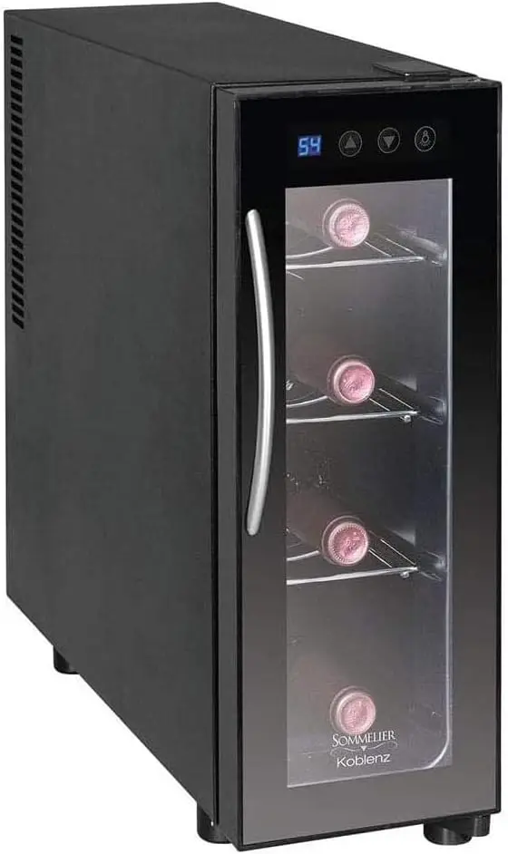 4-Bottle Free Standing Single Zone Fridge and Chiller Wine Cooler, One Size, Black,750 ML