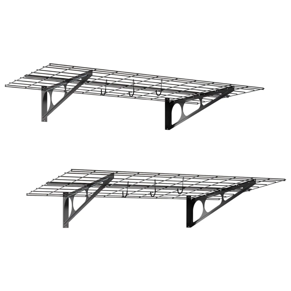 

GISAEV Garage Storage Shelves 2-Pack with Hooks for Bike Storage