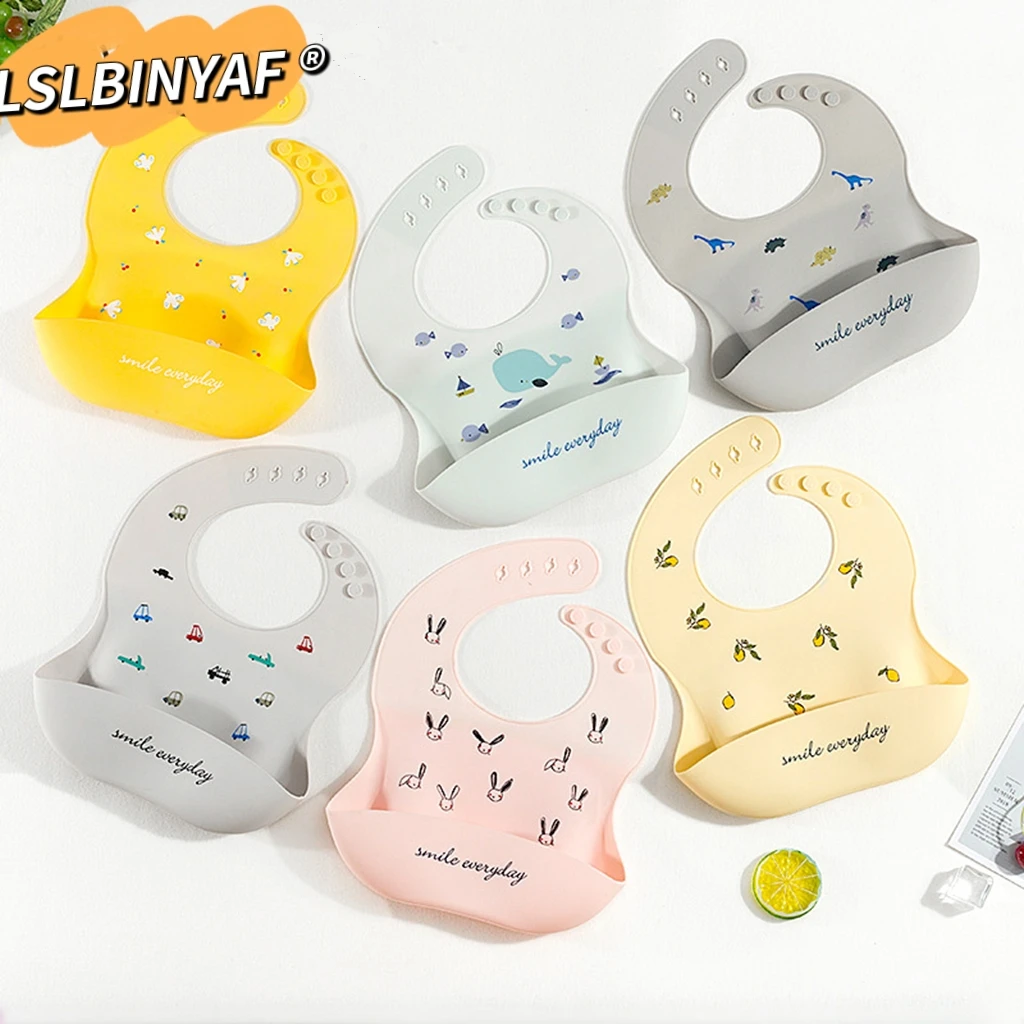 

Waterproof Baby Bibs Soft Silicone Baby Feeding Bib Baby Stuff Solid Feeding Cartoon Dinosaur Print Girl Boy Bibs Burp Cloths