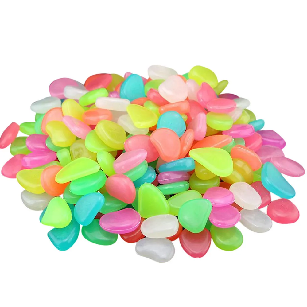 

50Pcs Luminous Stones Fish Tank Aquarium Ornament Glow In The Dark Pebbles Outdoor Yard Lawn Path Walkways Decorations