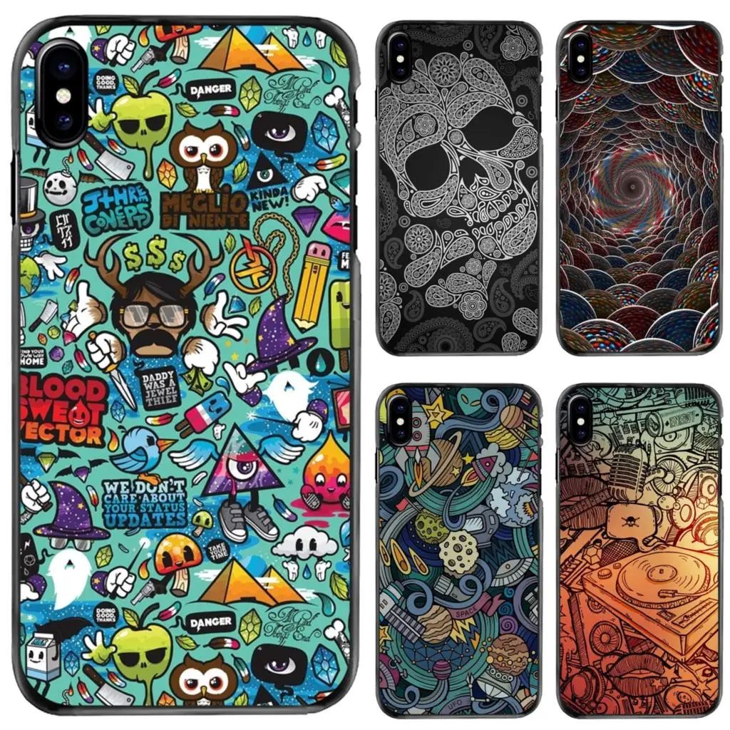 

Abstract Doodle Drawing small Hard Phone Cover Case For Apple iPhone 11 12 13 14 Pro MAX Mini 5 5S SE 6 6S 7 8 Plus 10 X XR XS