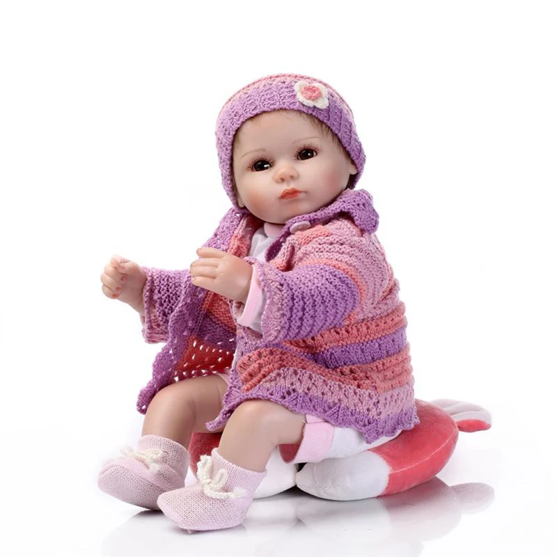 

Lifelike Doll Toys Soft Silicone Reborn Cute Baby Doll Bite Pacifier Wearing Wool Clothes Dress Up Birthday Gift For Girl Boy