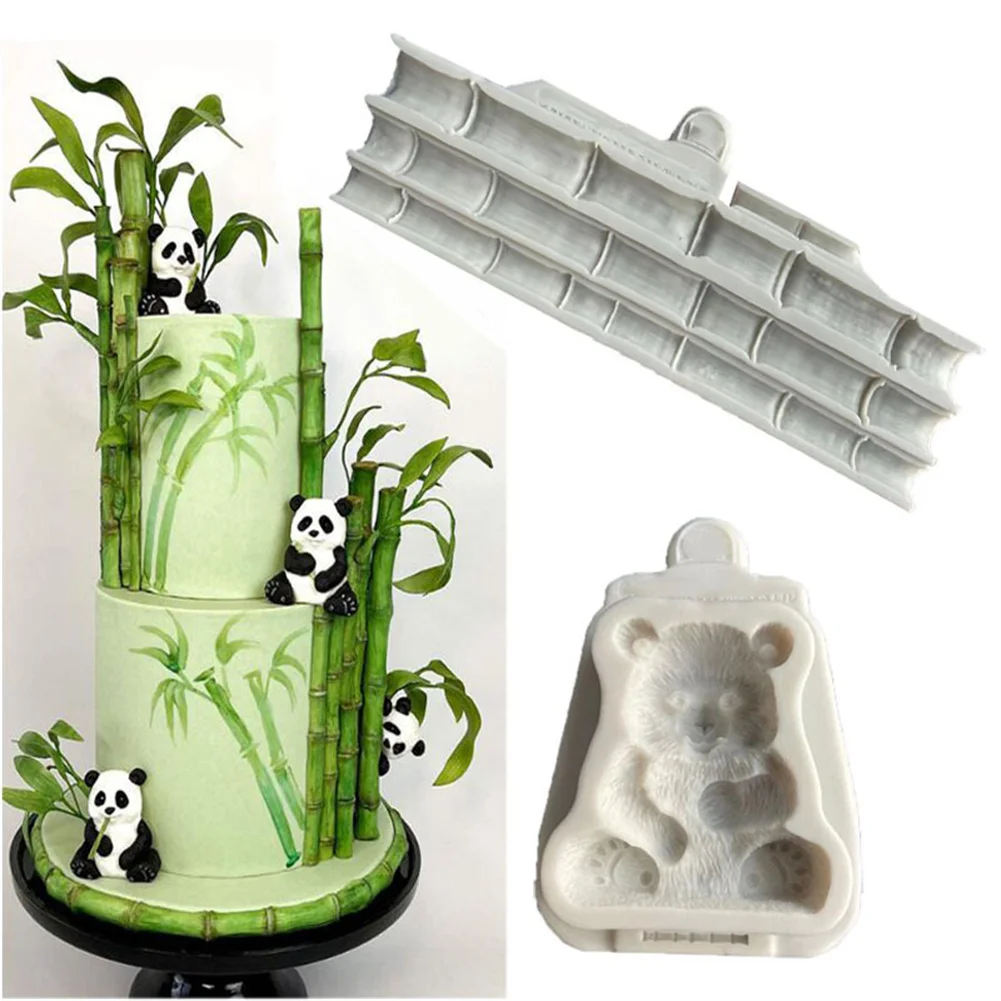 

Fudge Chocolate Chip Cookie Mold DIY Dessert Pastry Cake Decoration Baking Supplies 3D Panda Bamboo Silicone Pendant Tool