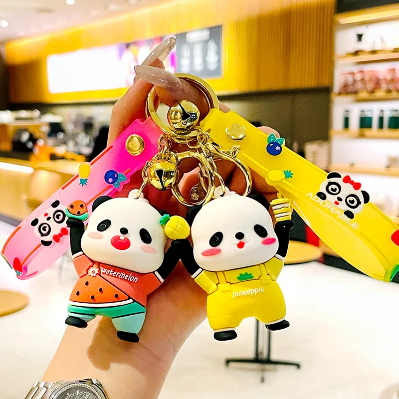 

Creative Cartoon Cute Panda Keychain Doll Couple Bag Ornaments Panda Key Pendant Special Gift Wholesale