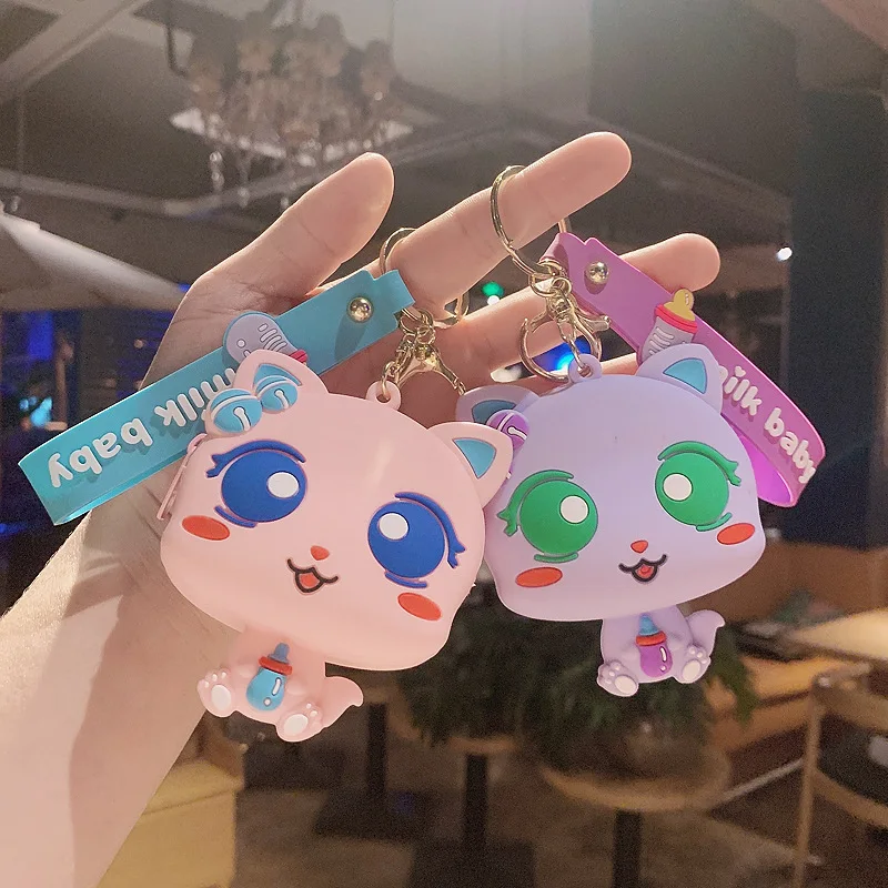 

Cat Coin Purse Creative Key Chain Cute Mini Key Pendants Storage Small Wallet Student Pendant Key Ring