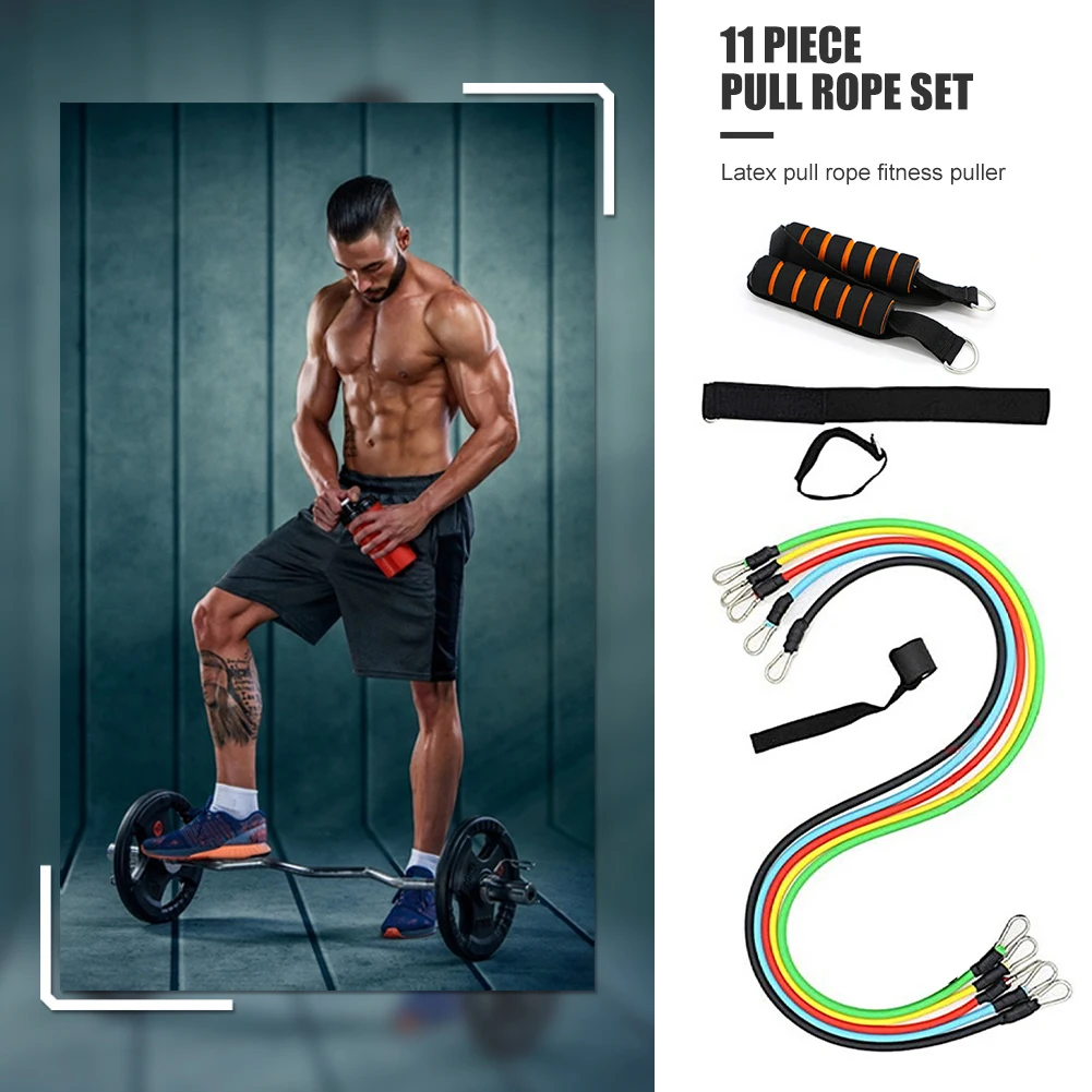 

11 шт./компл. Гибкая эластичная лента для фитнеса, пилатеса, йоги, тренажерного зала, Растяжитель ног для эффективных тренировочных аксессуар...