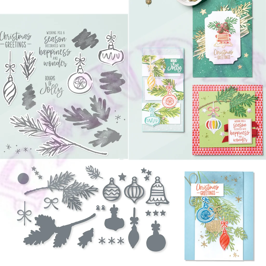 

New Dies 2022 Christmas Happiness Metal Cutting Die Clear Stamps Decor Scrapbooking Craft Cut Card Paper Embossing Handmade