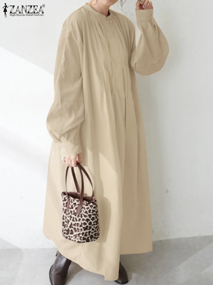 Платье ZANZEA женское с длинным рукавом Модный повседневный элегантный сарафан